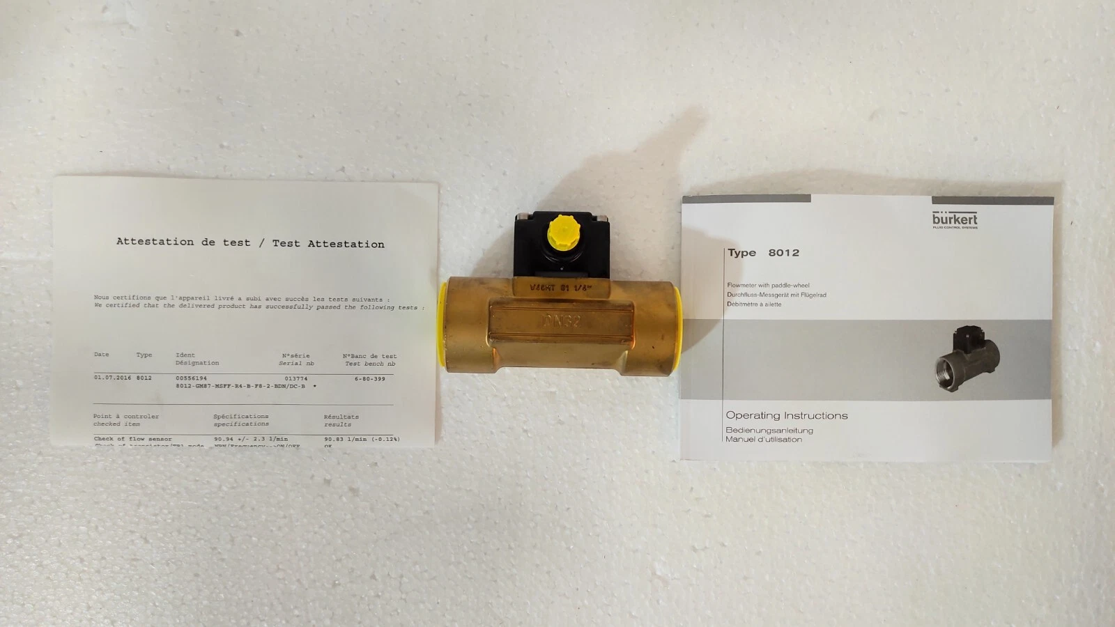 Bürkert 8012 Optic Flowmeter w/ Flow Sensor DN32